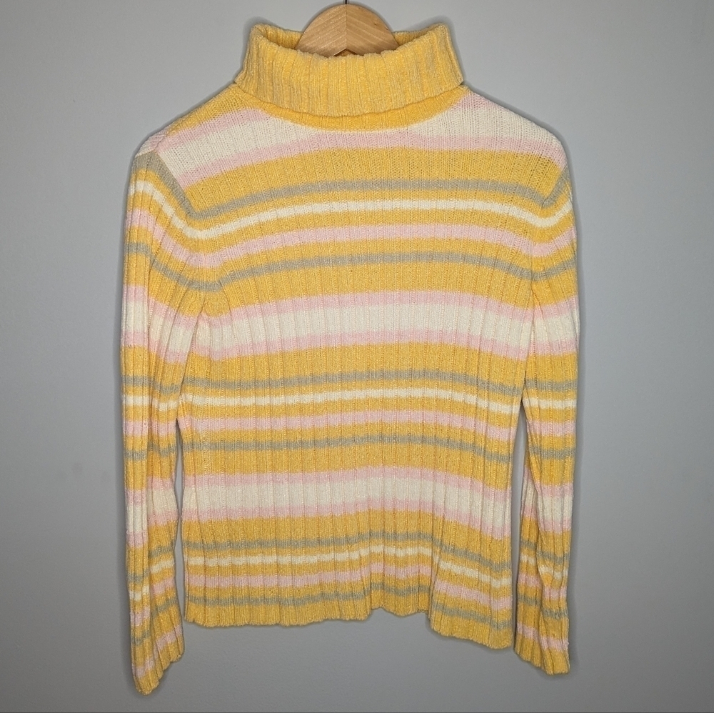 Y2K Classic Elements Striped Turtleneck Easter Sweater womans medium (10/12)